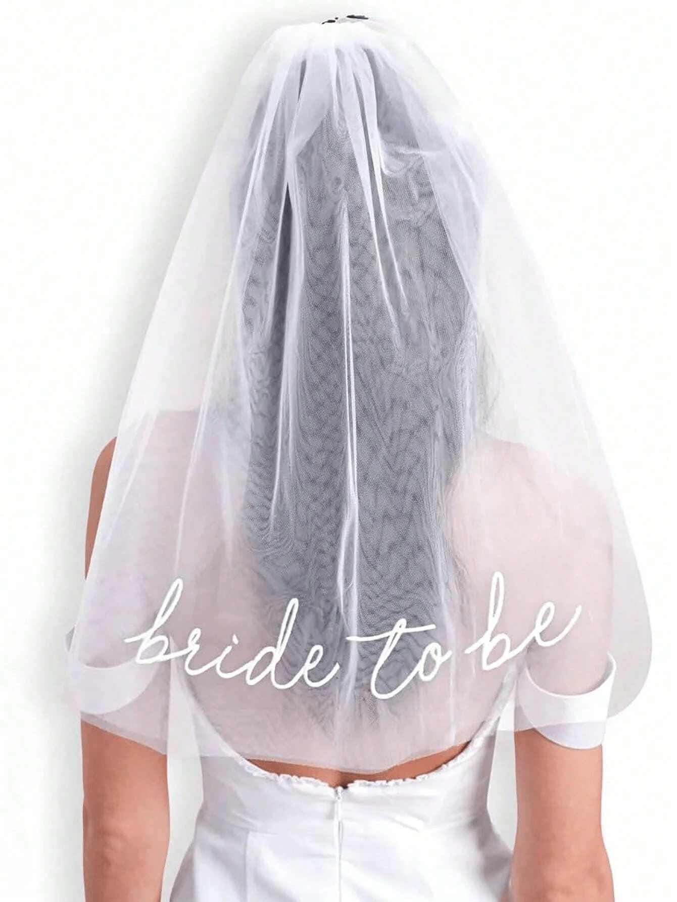 1pc Bride To Be Veil Headband With Comb, Wedding Bridal Veil, Bachelorette Party Accessory - White - View 1