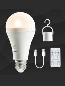 1 bóng đèn LED sạc lại được, cổng USB, thích hợp cho các gian hàng ngoài trời, cắm trại, câu cá, đèn LED di động, điều khiển từ xa với 3 màu, màu RGB, pin dung lượng lớn, thời gian sử dụng cực lâu, cổng Type-C, ổ cắm E27, tương thích với hầu hết các thiết bị chiếu sáng gia đình. - nhiều màu - Xem 13