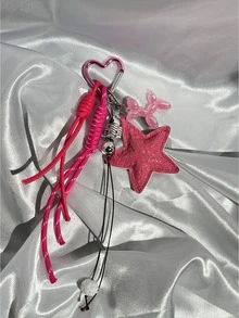 3件套Y2K风格银色星星饰品，雪尼尔材质，可用作钥匙扣、汽车挂件、包包挂饰、钥匙链、包包吊坠、包包装饰、链条包挂件、包包链吊坠等。 - 彩色 - 查看 8