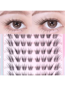 FindLove 48 cụm mi giả dán sẵn, mi tự nhiên, mi mắt cáo, độ dày 8-13mm, cong chữ C, không cần keo dán, đầu mi kéo dài, các cụm mi riêng lẻ, không cần keo, mi giả mềm mại và bông xốp, quà tặng cho phụ nữ và bé gái, dụng cụ trang điểm. - C - Xem 4