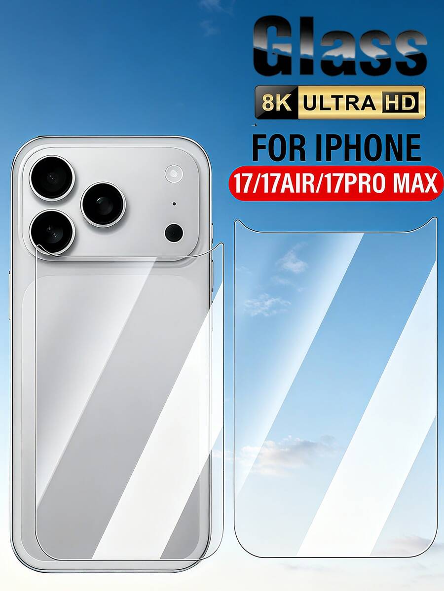 2片装后盖保护膜，兼容 17 Air 16 15 Pro Max 14 Plus 13 12 Mini 11 Pro Max 15 Pro Max XR XS X 后盖玻璃膜