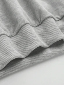 年轻女孩休闲舒适宽松厚针织套头连帽运动衫 - 灰色 - 查看 5