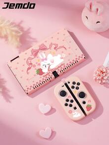 1pc Pink Heart, Rabbit & Bow Design Protective Case Compatible With Nintendo Switch/Switch 2 (2025)/Switch NS/Switch OLED, Accessories Compatible With Switch Gaming Console, Full Set Including Storage Pouch, Card Slot Base, Best Gift Compatible With Switch Players - Multicolor - View 15