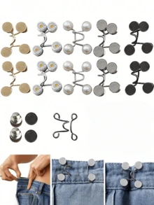 2/5/10 Juegos de ajustadores de cintura de pantalón, conjunto de hebillas ajustables para pantalones vaqueros sueltos, clips para cintura sin necesidad de coser, broche para apretar la cinturilla de pantalones, jeans y faldas