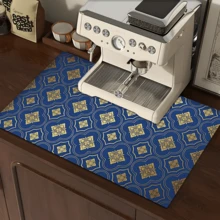 1pc Traditional Vintage Floral Pattern Printed Dish Drying Mat, Absorbent Pad For Espresso Machine, Sink, Faucet, Bathroom, Kitchen Accessories - Multicolor - View 4