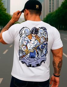 Angemon T-Shirt Anime Manga Cartoon Game Video Game Japan Nostalgia Exclusive Print Versatile And Modern Design Comfort And Durability And Style 100% Cotton Unisex Plux Size Casual Shirt Men Women Streat Casual Streatwear Immediate Shipping - 白色 - 查看 1