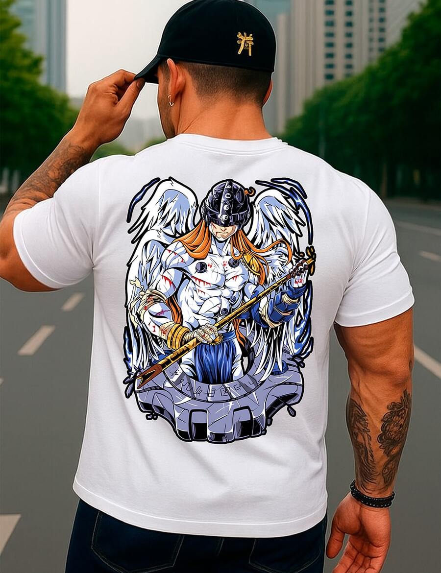 Angemon T-Shirt Anime Manga Cartoon Game Video Game Japan Nostalgia Exclusive Print Versatile And Modern Design Comfort And Durability And Style 100% Cotton Unisex Plux Size Casual Shirt Men Women Streat Casual Streatwear Immediate Shipping - 白色 - 查看 1