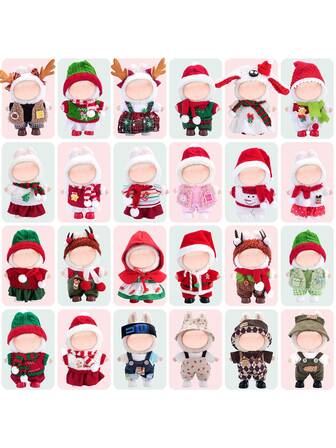 1 件 - 适用于 La Bubu 圣诞服装，适用于 La Bubu 1/2/3/4 代，17 厘米毛绒圣诞服装装饰品，圣诞礼物，新年礼物[仅服装]
