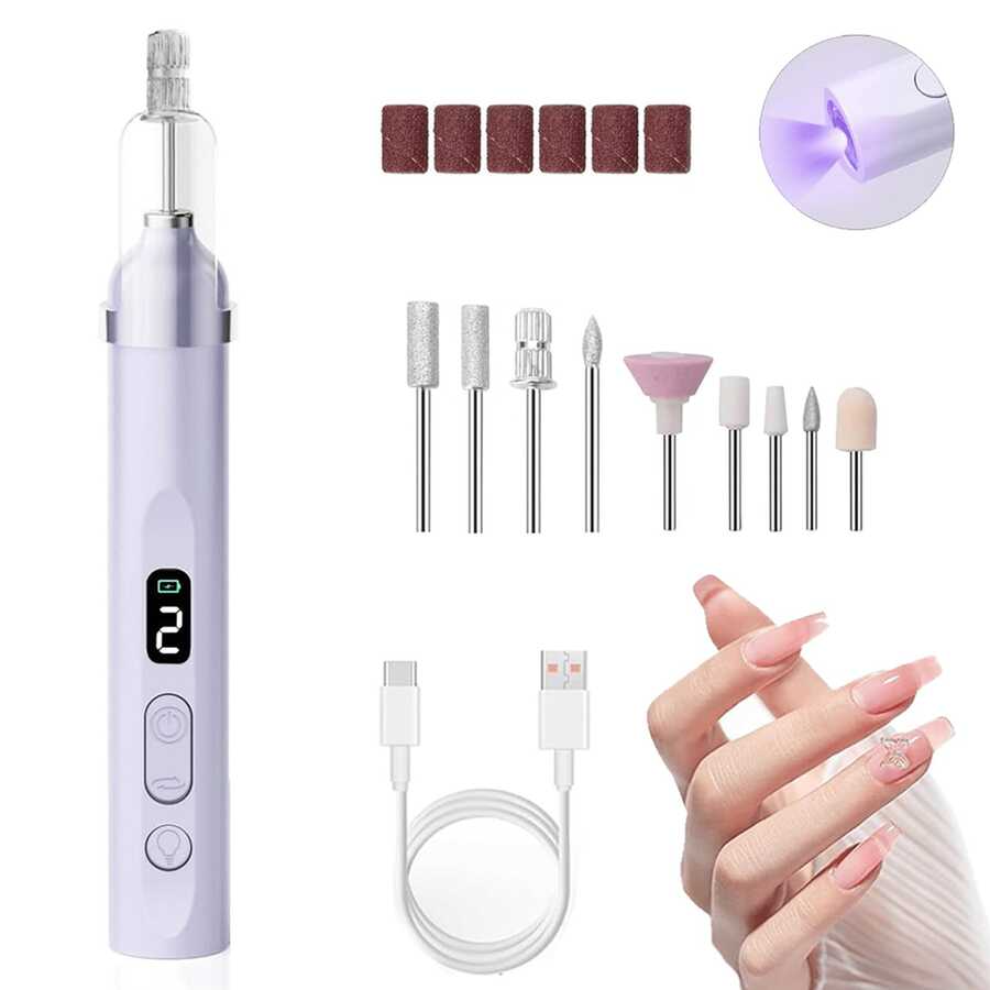 NEUZOJIT Professional Electric Nail Drill Machine Cordless Rechargeable With UV Light 3 Speed Gears For Acrylic Gel Nails Thick Toenails Home Salon Beginner Kit - Dụng cụ làm móng - Xem 1