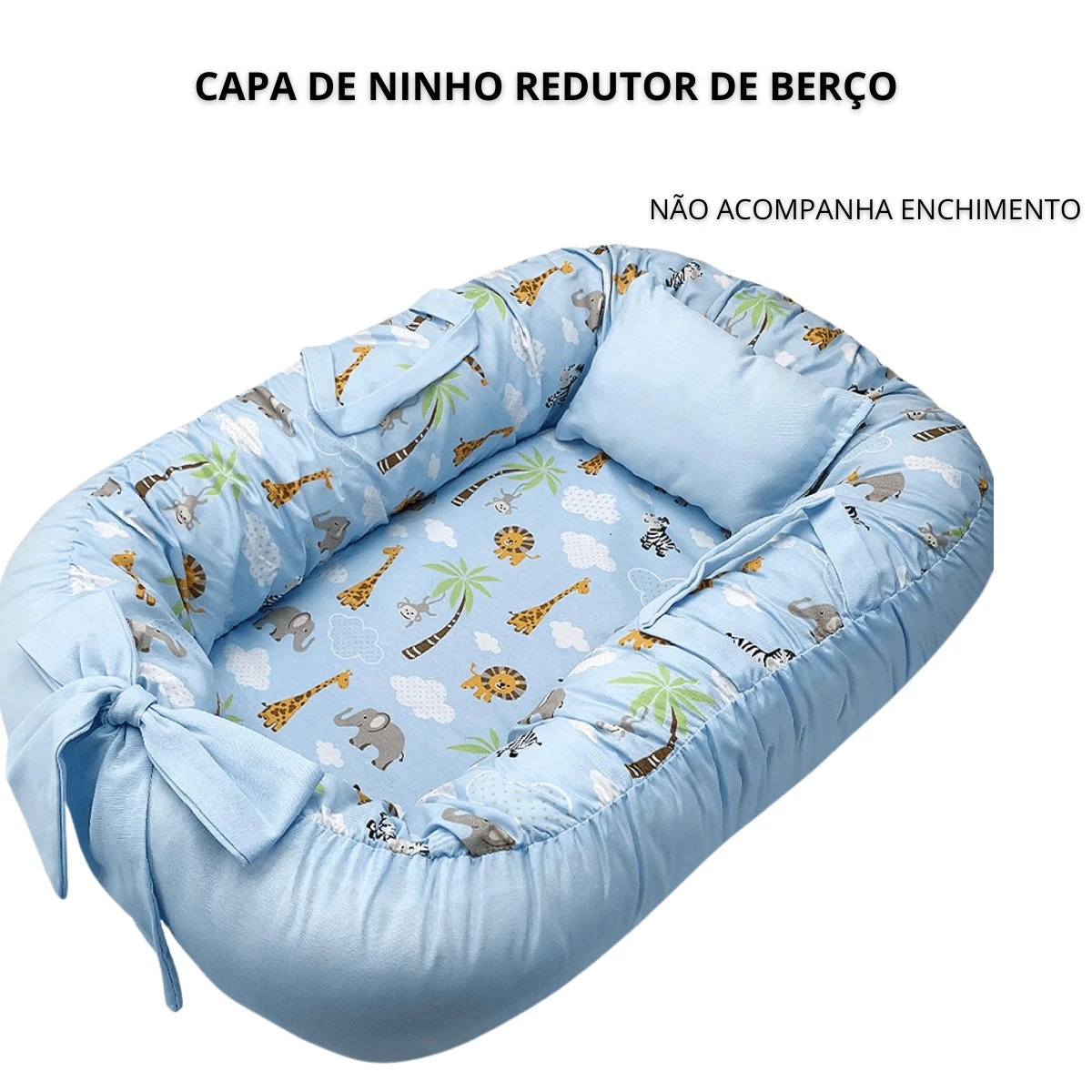 Crib Reducer Nest Cover Without Filling Printed Colors - Safari gris - Añade 2