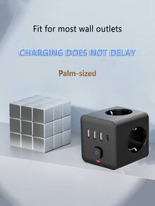 1 pezzo Presa multipla 7 in 1 con spina EU, adattatore senza fili con 3 prese AC, 3 porte USB-A, 1 porta USB-C, protezione da sovraccarico, interruttore indipendente, adatto per casa, ufficio, viaggio, camera da letto, gaming, disponibile in bianco e nero, presa senza fili per un facile trasporto e utilizzo