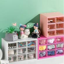 1 pieza Organizador de joyas con nueve compartimentos, caja de almacenamiento de escritorio mini, caja de almacenamiento de anillos y aretes de cajón multicapa, caja de almacenamiento de suministros de oficina pequeños, regalo del Día de San Valentín y regreso a la escuela - Rosa Pálido - Ver 3