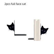 2pcs Cute Cat Bookend, Thickened Metal Desk Bookshelf With Peeping Cat Pattern, L-Shaped Book Stand For Stationery & Books
