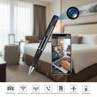 Cámara bolígrafo 2 en 1 1080P FHD Grabadora para viajes de negocios y reuniones Un regalo para Halloween, Acción de Gracias y Navidad