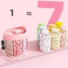 Portable Pill Organization With Separate Compartments - Holding 7 Kinds Of Vitamins And Medicines, 7-Compartment Medicine Box For 7 Days A Week, Anti-Mixing Design, Wide Opening, Clear Observation Window, Travel-Friendly Medicine Can With Convenient Lanyard, Travel, Elderly And Busy Lifestyle, 7 Compartments Medicine Can - 彩色 - 查看 3