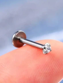 3 قطع من أقراط الشفة والغضروف المزودة بخيوط داخلية من التيتانيوم 16G مرصعة بأحجار