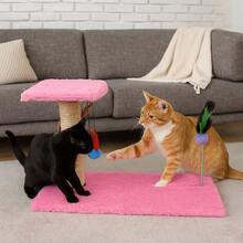 Scratching Post With Interactive Toys With Sisal And Balls - Baby Pink - View 3