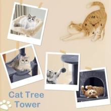 Large Multi-Level Cat Tree, 44 Inches Tall With Sisal-Covered Scratching Posts, Condo, Hammock, Dangling Ball, And Extended Platform For Cats To Play And Sleep - 米色 - 查看 5