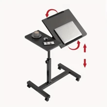 Mesa de noche giratoria y abatible, escritorio ajustable en altura y móvil, mesa lateral sencilla para dormitorio, escritorio pequeño para computadora - Multicolor - Ver 3