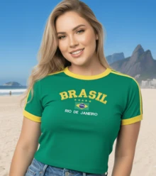 Women's Embroidered Brazil Shirt - Green - View 2