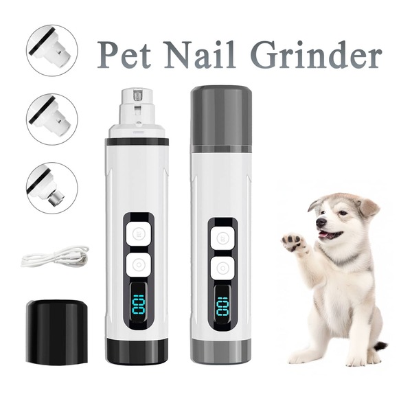 1 قطعة، مزيل أظافر كهربائي للكلاب والقطط بسرعتين مطور لعام 2025 مع ضوء LED وشاشة بطارية - هادئ لاسلكي قابل للشحن عبر USB محمول وبدون ألم لتشذيب أظافر الحيوانات الأليفة الصغيرة والكبيرة ذات الأظافر السميكة والأرجل الحساسة، لاستخدام يومي