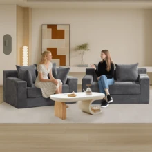 Convertible Sofa Bed, 3 In 1 Loveseat Folding Couch Bed Foldable - Boneless Couch & Floor Futon Sleeper, Corduroy Pull Out Sofa Bed With 4 Pillows For Living Room - 灰色 - 查看 8