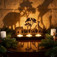 Soporte decorativo de metal para velas, candelabro de hierro forjado con corte láser, diseño lindo y elegante para velas de té, accesorios de decoración del hogar, regalo, decoración navideña, decoración de interiores/exteriores para vacaciones y Navidad, regalo de Navidad único