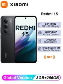 Xiaomi Redmi 15 8+256G Smartphone Global Version Immersive 6.9" FHD+ Display 7000mAh Massive Battery 33W Fast Charging 50MP AI Dual Camera System Snapdragon® 685 Mobile Platform - Black - View 9