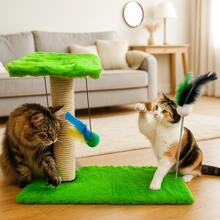 Scratching Post With Interactive Toys With Sisal And Balls - Green - View 3