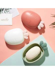 1Pc Leaf & Carrot Shaped Soap Box, Random Color Home Bathroom Decor Fall Decor Back To School - Multicolor - View 6