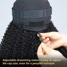 ZHENDEFA 1pc Real Human Hair Jerry Curl Half Wig, Glueless Flip Over Invisible Hairline Half Wig, Beginner Friendly Headband Wig For Women - SNatural - View 9