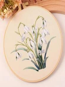 1 Set Beginner Embroidery Kit With Floral Pattern, Elegant Style Cross Stitch Embroidery Set For DIY Embroidery Enthusiasts, Includes Printed Fabric, Embroidery Thread, Embroidery Needle, English Instructional Chart, 20cm/7.9in Bamboo-Like Embroidery Hoop - Multicolor - View 2