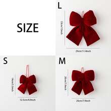 Ornamento personalizzato a fiocco natalizio - Decorazione natalizia con testo personalizzato, fiocco in velluto 3D per appendere all'albero, supporto per calza, decorazione regalo, dimensioni piccola/media/grande in rosso borgogna, decorazione festiva per le vacanze, calendario festivo