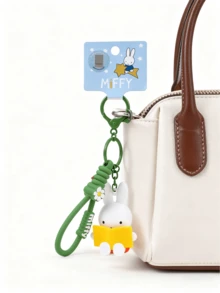 Reading Time Miffy Keychain Pendant – Official Licensed Cartoon Character Keyring with Cute Bunny & Bear Charms, Stylish Accessory for Bags Backpacks, Unique Gift for Kids Girls & Anime Collectors, Add a Playful Touch to Keys Luggage Bags