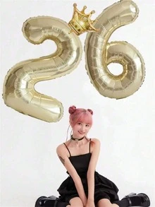 Globos con números y coronas doradas, adecuados para fiestas de cumpleaños de todas las edades y decoración de fiestas navideñas