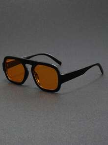 Men's Retro Double Bridge Square Fashion Glasses, Tortoiseshell - Multicolor - View 9