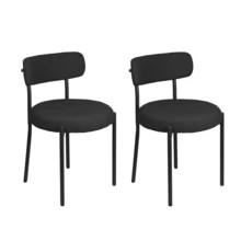 Juego de 2 sillas de comedor, sillas redondas de tela bouclé de peluche, sillas de cocina tapizadas de estilo mediados de siglo.