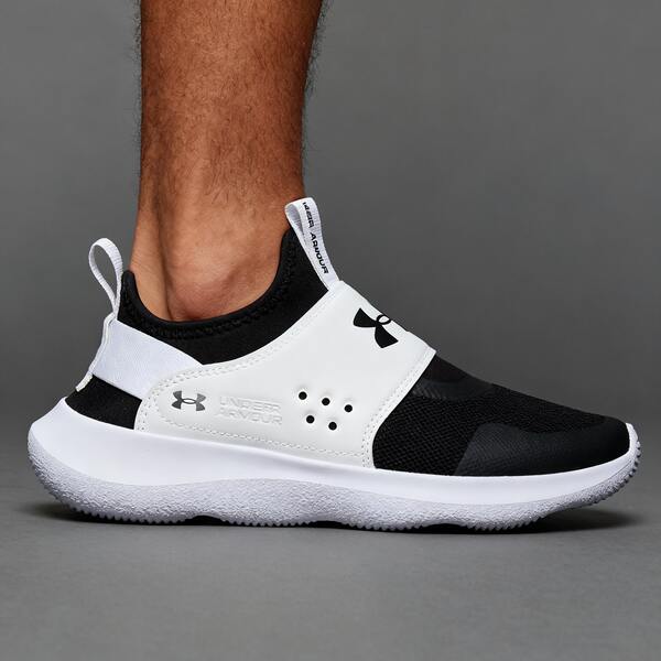 Under Armour Men's Running Shoes, Lightweight Breathable Cushioned, Outdoor Road Running Shoes, White & Black, Hook And Loop Closure Sports Sneakers, No-Tie Commuting, Walking, Outdoor Sports, Gym Training Casual Shoes, RUNPLAY 3024870-002