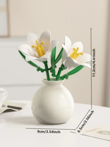 1361pcs Realistic Preserved Flower Building Blocks Basket, Roses/Sunflowers/Tulips/Lily Of The Valley/Roses/Lilies/Roses/Peonies/Jasmine Creative 3D Assembly Building Blocks Potted Succulent Plants Desktop Decor, Birthday/Halloween/Christmas Gift - Multicolor - View 21