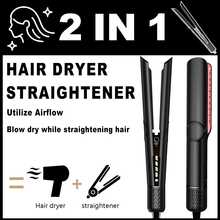 UKLISS Alisador de Cabelo e Secador de Cabelo Iônico 2 em 1, Fluxo de Ar de Alta Potência + Aquecimento Rápido + 3 Configurações de Temperatura + Visor LCD e Desligamento Automático + Adequado para Todos os Tipos de Cabelo, Ótimo para Presentes de Férias e Viagens. Ferramenta de Styling Multifuncional (Cinza Dourado/Preto Rosa Dourado)