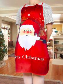 1PC Christmas Theme Polyester Tie Apron, Fashion Home Kitchen Home Wear, Kitchen Supplies, Unisex Kitchen Apron For Cooking, Baking, And Holiday Parties