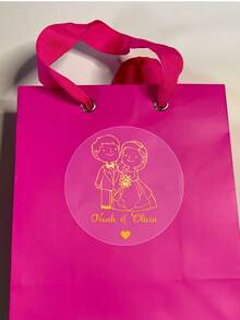 1~250张定制婚礼礼物贴纸，个性化婚礼感谢标签，定制派对礼物贴纸，定制圆形标签贴纸 - 可定制新娘礼物派对标签，招待袋贴纸，婚礼派对贴纸，派对袋标签，多功能，可调节，耐用，装饰性强，可重复使用，精致可爱，高品质，现代，色彩丰富，舒适时尚，墙纸贴纸 - 白色 - 查看 7