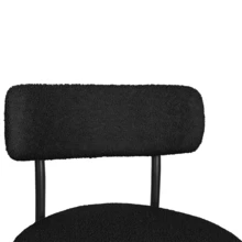 Juego de 2 sillas de comedor, sillas redondas de tela bouclé de peluche, sillas de cocina tapizadas de estilo mediados de siglo.