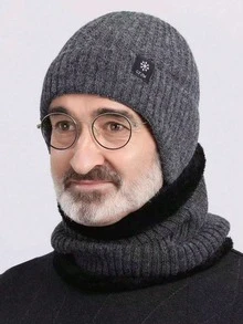 1 男士保暖针织帽带耳罩 - 加厚保暖内衬冬季帽，适合老人、父亲或祖父，黑色，防寒，可手洗，针织帽，升级冰丝版帽子 - 彩色 - 查看 4