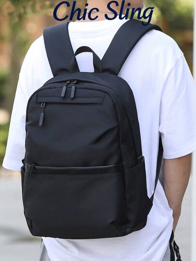 SHILAN Rucsac la modă și casual, în culori solide, cu bretele reglabile, capacitate mare, închidere cu fermoar, fabricat din nailon impermeabil. Este un rucsac simplu, dar versatil și elegant, pentru plajă, compartiment pentru laptop, ușor, portabil, pentru băieți și bărbați, pentru lucrători cu gulere albe, perfect pentru întoarcerea la școală, prima zi de școală, gimnaziu, liceu, serviciu, afaceri, naveta, geantă de cărți pentru rechizite școlare.