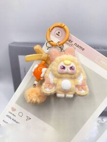 1pc Cute Cartoon 3D Flocked Keychain, Decorative Pendant Keychain, Cartoon Backpack Charm, Car Keychain, Bag Charm, Birthday Gift, Party Favor, Friend Gift, Cartoon Keychain, Small Pendant