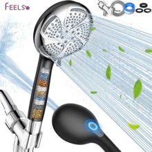 FEELSO Handheld Shower Head, Upgrade Filtered Shower Head For Hard Water, High Pressure Showerhead With 7 Spray Modes For Spa-Like Experience & Hair Skin Care - màu đen - Xem 9