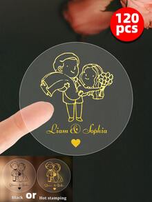 1~250张定制婚礼礼物贴纸，个性化婚礼感谢标签，定制派对礼物贴纸，定制圆形标签贴纸 - 可定制新娘礼物派对标签，招待袋贴纸，婚礼派对贴纸，派对袋标签，多功能，可调节，耐用，装饰性强，可重复使用，精致可爱，高品质，现代，色彩丰富，舒适时尚，墙纸贴纸 - 白色 - 查看 33