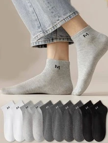 5 双男士字母图案短袜，适合健身 - 彩色 - 查看 11