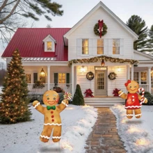 2pcs Gingerbread Man Christmas Decorations, Adorable Classic Shapes For Yard Signs, Perfect For Outdoor Christmas Decorations And Garden Decor.